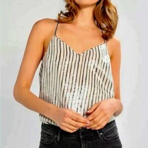 Banana Republic White and Black Sequin Tank